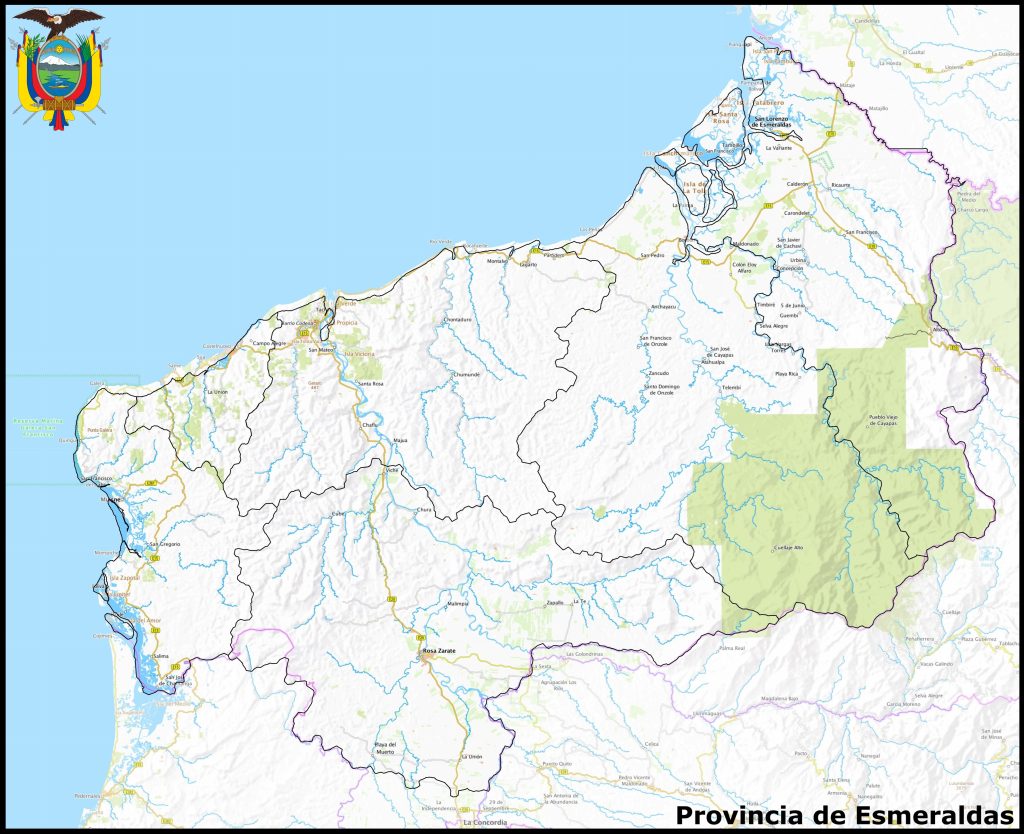Mapa de la provincia de Esmeraldas.