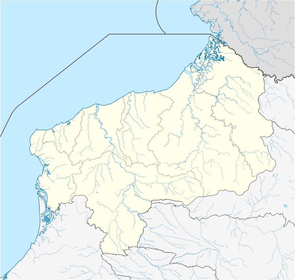 Mapa mudo de la provincia de Esmeraldas.
