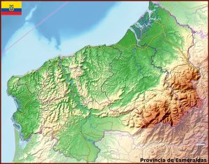 Mapa topogr&aacute;fico de la provincia de Esmeraldas.