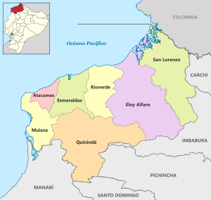 Mapa pol&iacute;tico de la provincia de Esmeraldas
