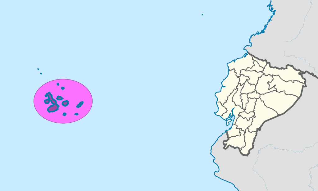 Mapa de ubicaci&oacute;n de las islas Gal&aacute;pagos en relaci&oacute;n con Ecuador.
