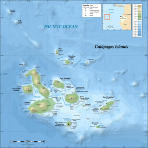 Mapa topográfico de las Islas Galápagos. Mapa topográfico de las Islas Galápagos.