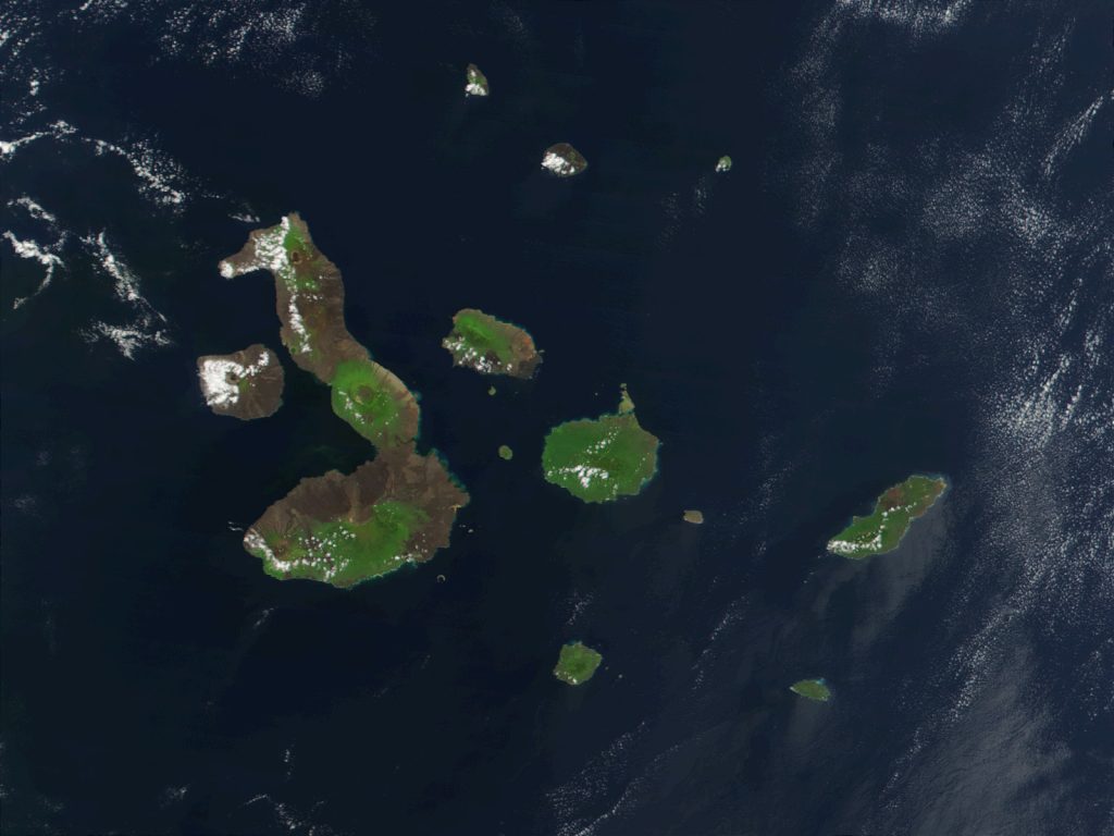 Imagen satelital del archipi&eacute;lago de Gal&aacute;pagos.