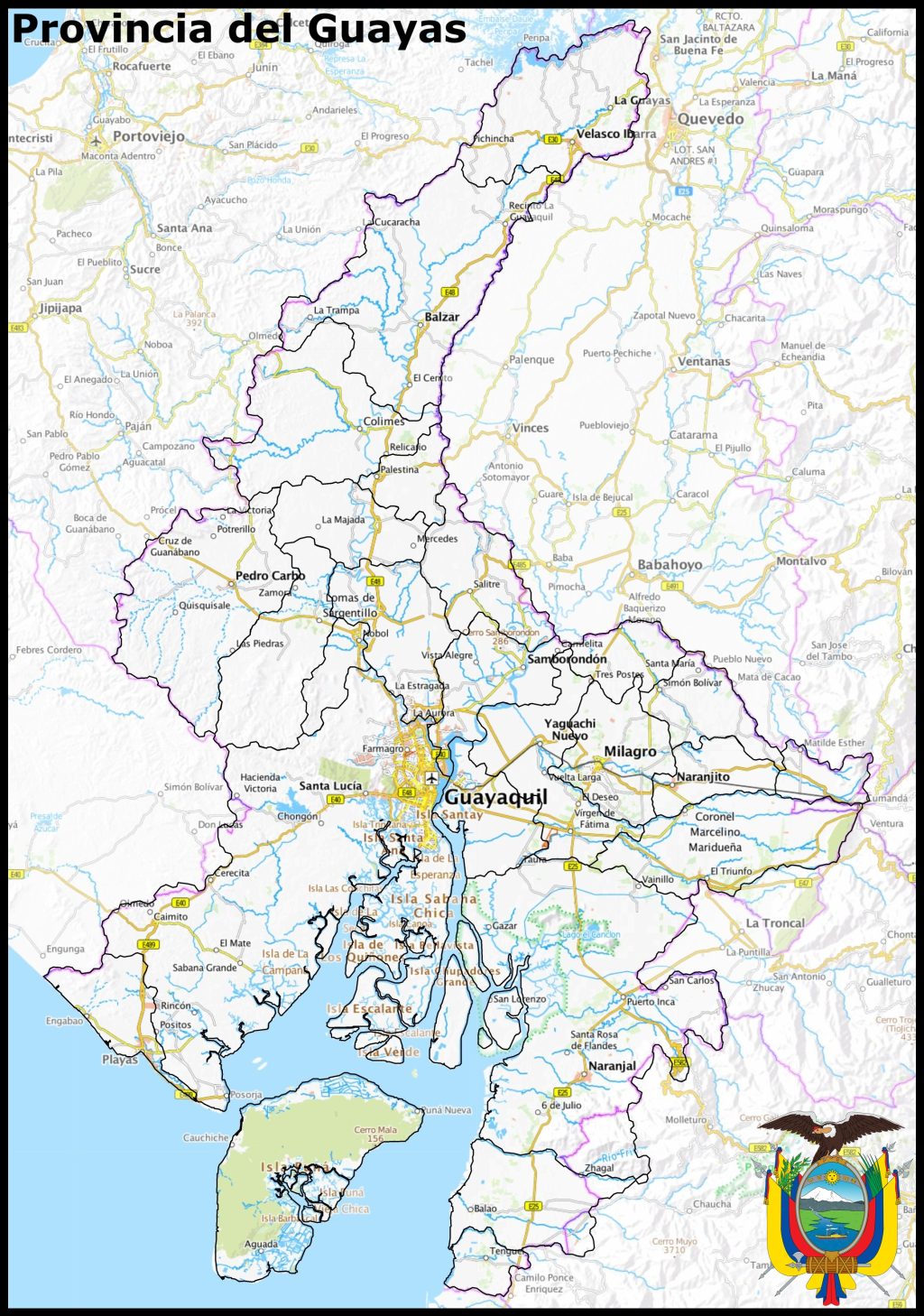 Mapa de la provincia del Guayas.