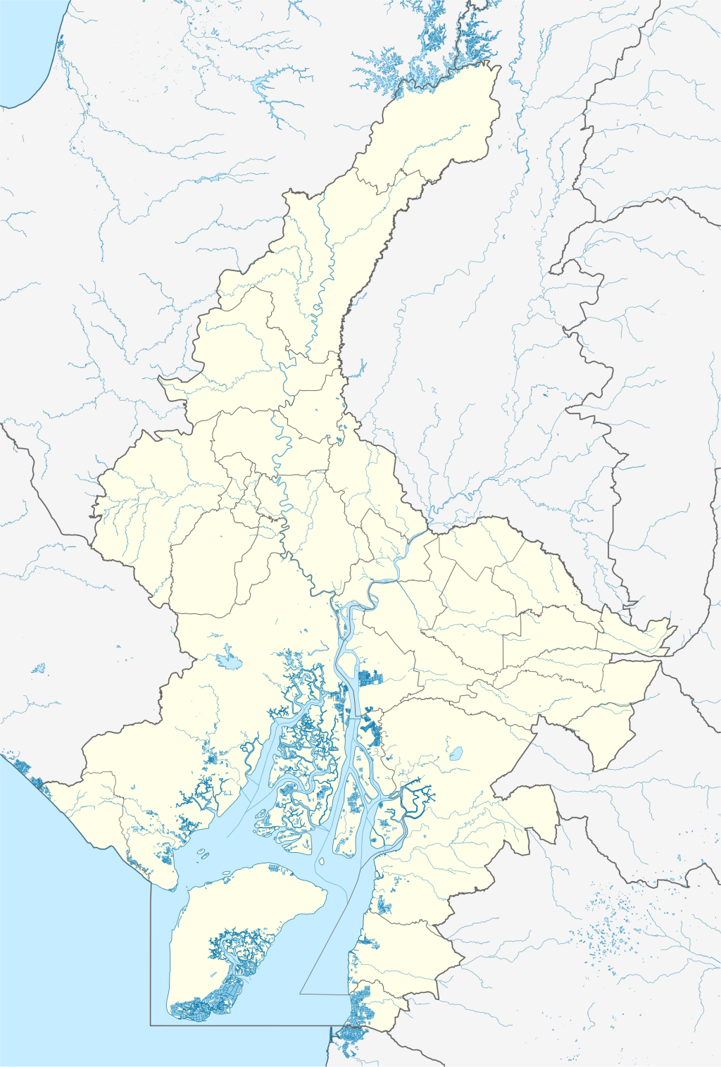 Mapa mudo de la provincia del Guayas.