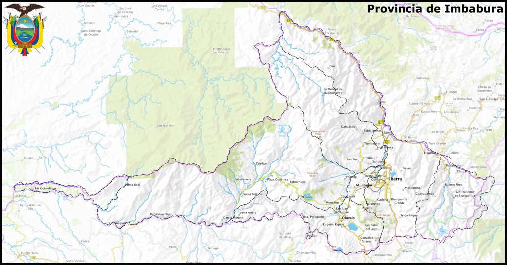 Mapa de la provincia de Imbabura.
