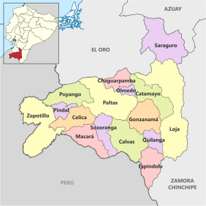 Mapa pol&iacute;tico de la provincia de Loja