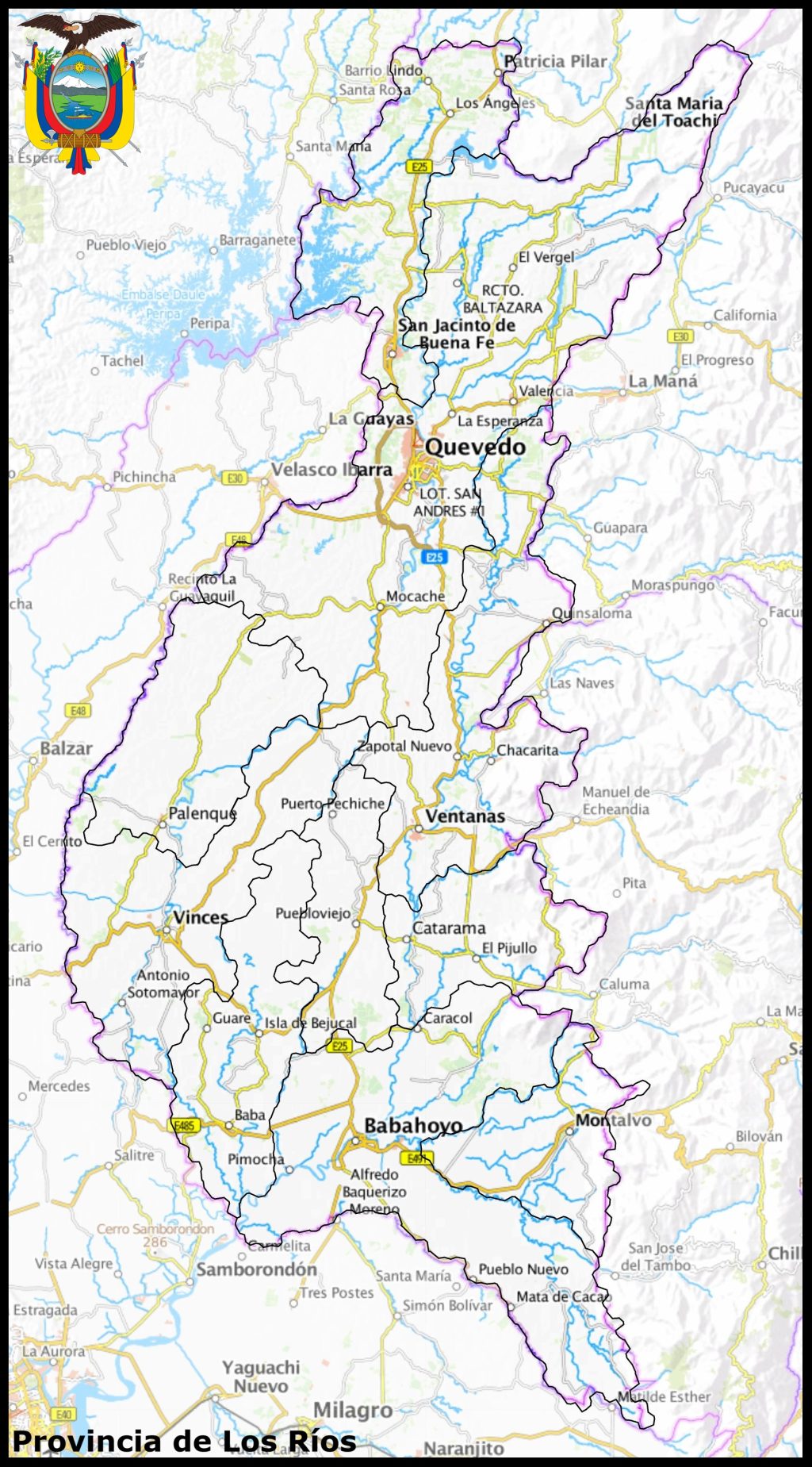 Mapa de la provincia de Los R&iacute;os.