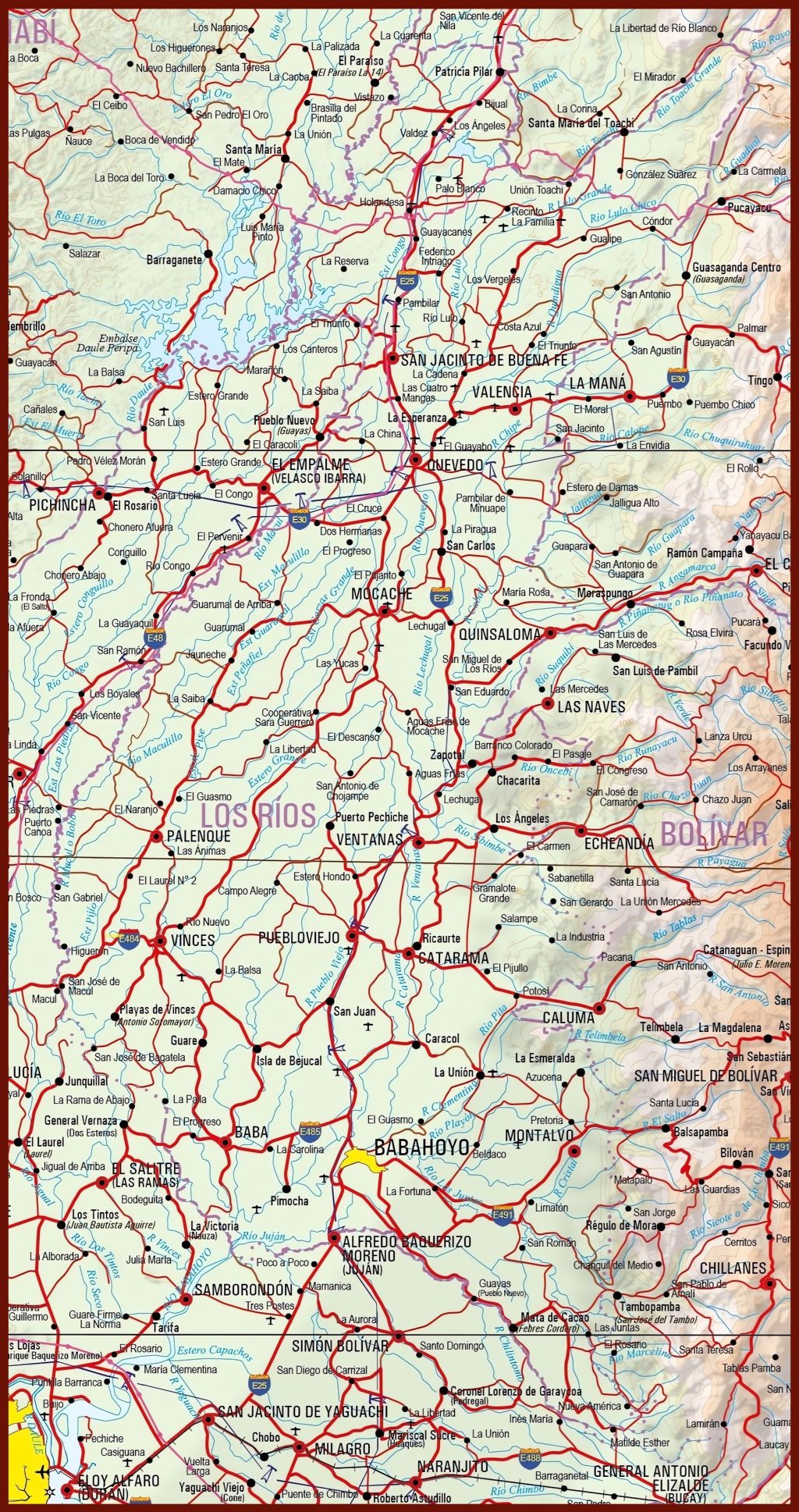 Mapa f&iacute;sico de la provincia de Los R&iacute;os.