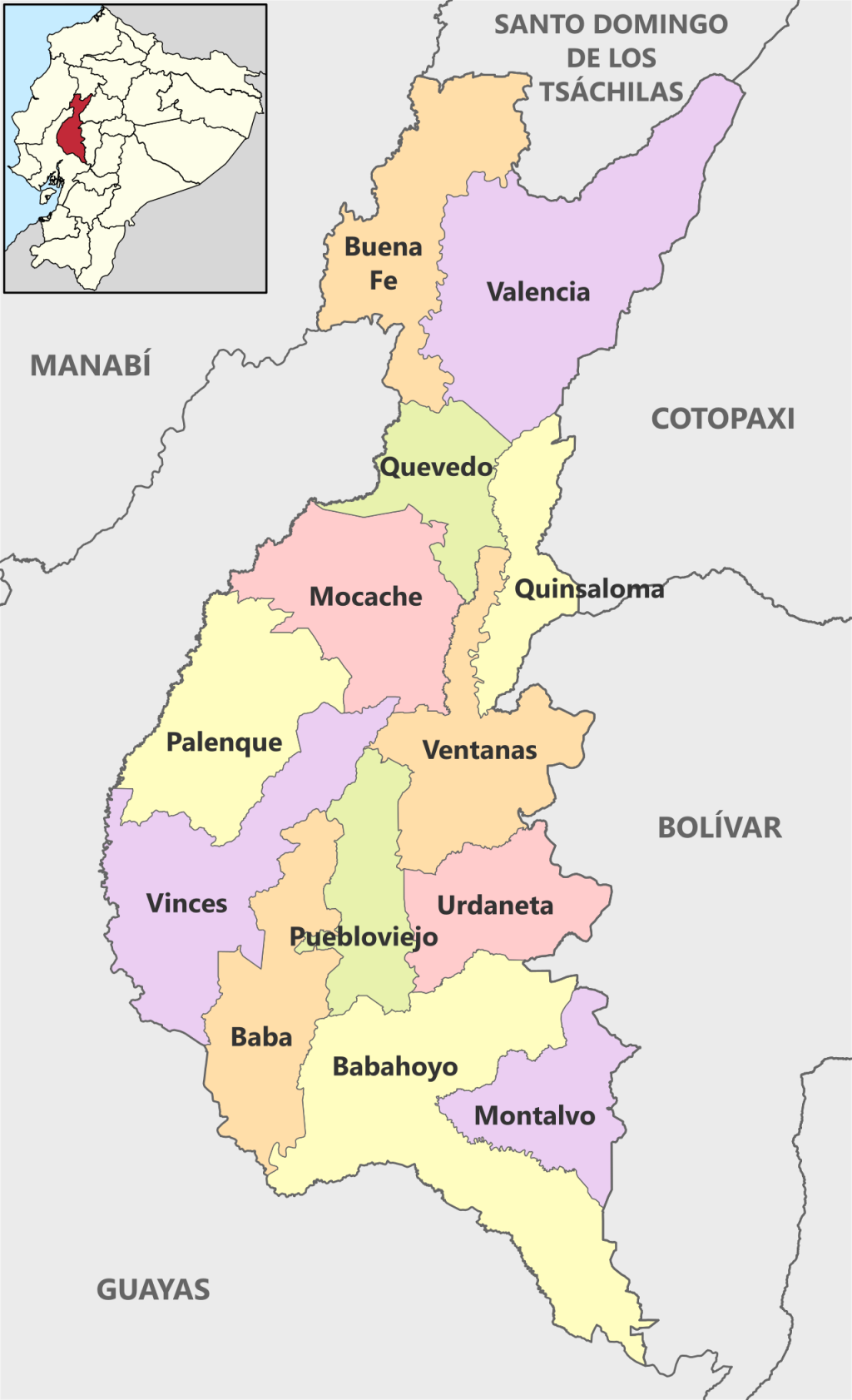 Mapa pol&iacute;tico de la provincia de Los R&iacute;os.