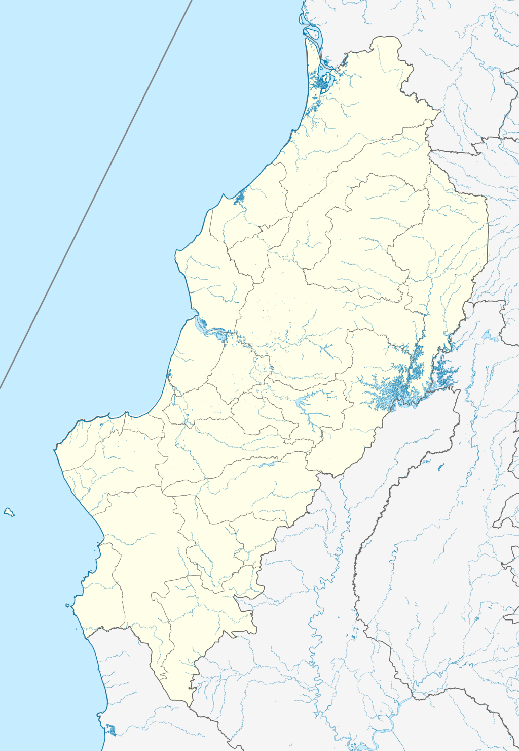 Mapa mudo de la provincia de Manab&iacute;.