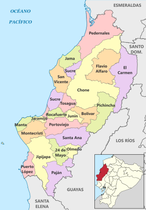 Mapa pol&iacute;tico de la provincia de Manab&iacute;
