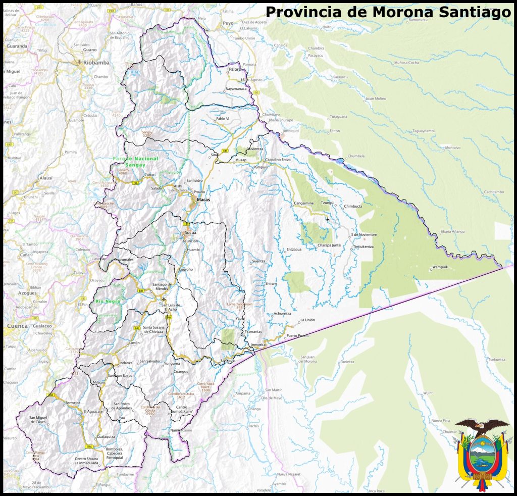 Mapa de la provincia de Morona Santiago.