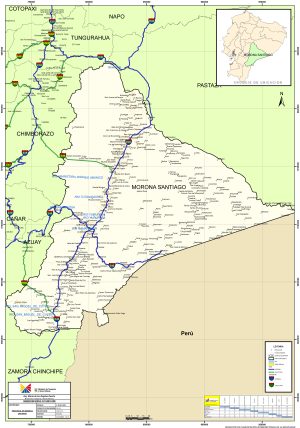 Mapa de carreteras de la provincia de Morona Santiago