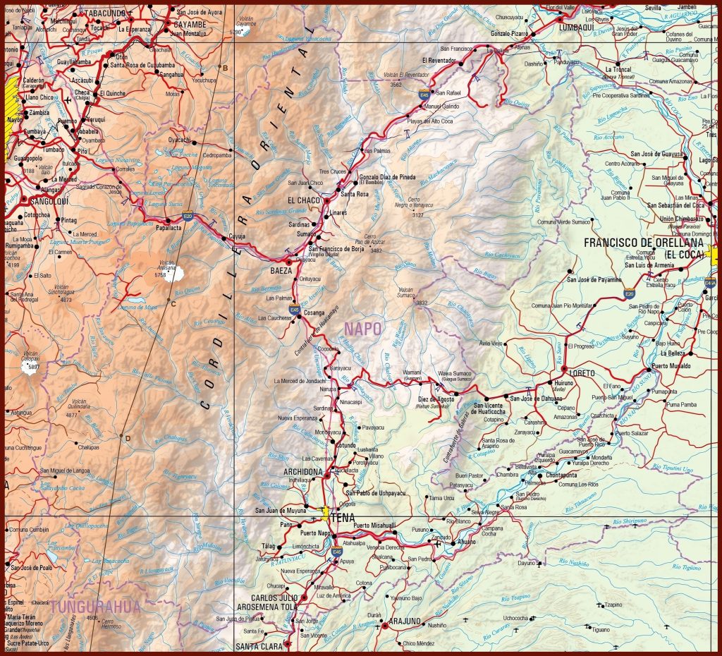 Mapa f&iacute;sico de la provincia de Napo.
