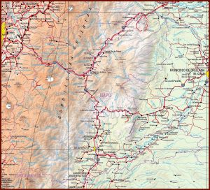 Mapa f&iacute;sico de la provincia de Napo