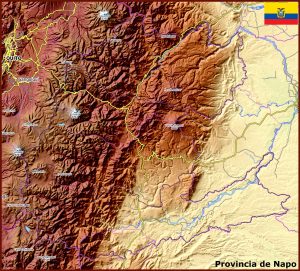 Mapa topogr&aacute;fico de la provincia de Napo.