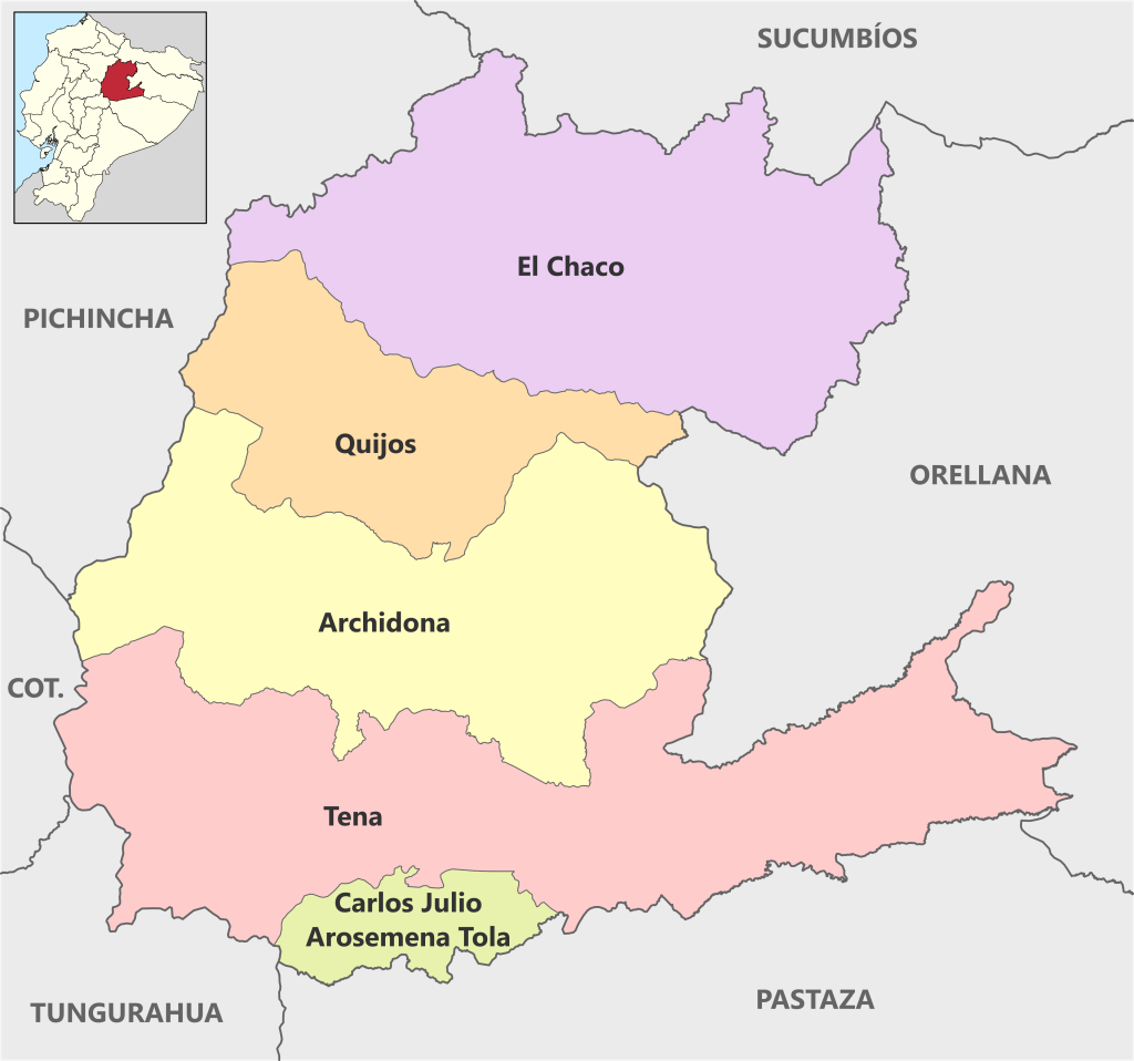 Mapa pol&iacute;tico de la provincia de Napo.