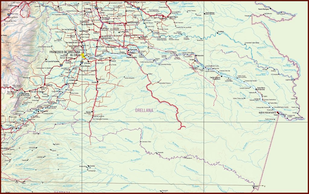 Mapa f&iacute;sico de la provincia de Orellana.