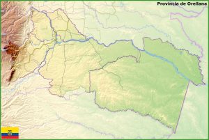 Mapa topogr&aacute;fico de la provincia de Orellana.