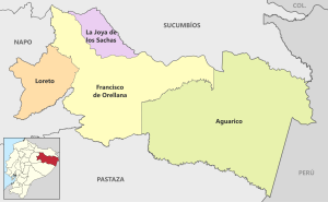 Mapa pol&iacute;tico de la provincia de Orellana