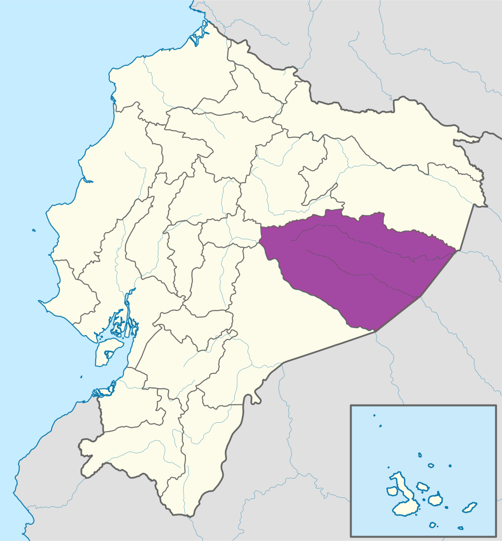 Mapa de ubicaci&oacute;n de la provincia de Pastaza en Ecuador.