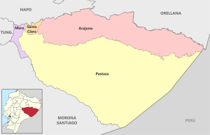 Mapa pol&iacute;tico de la provincia de Pastaza