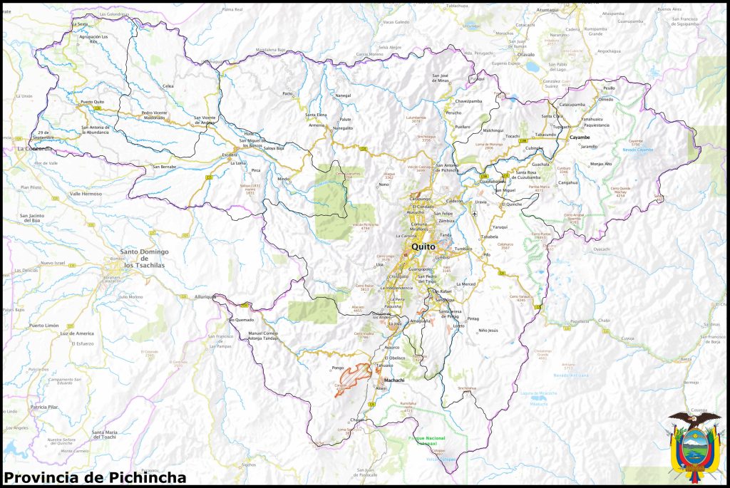 Mapa de la provincia de Pichincha.