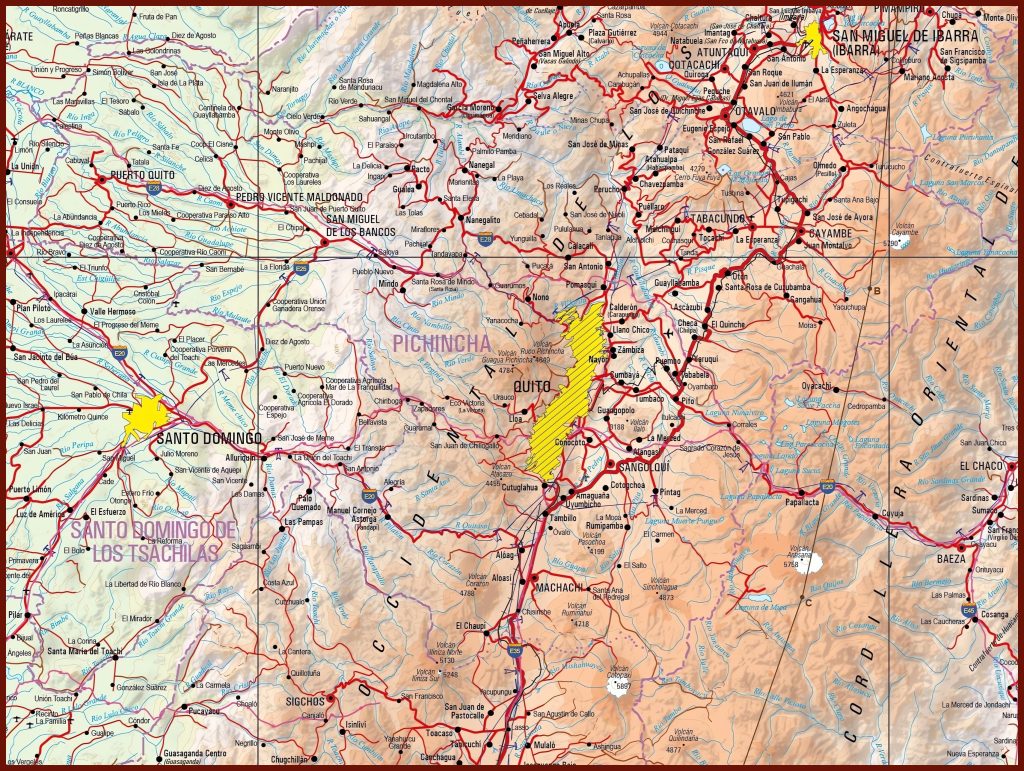 Mapa f&iacute;sico de la provincia de Pichincha.