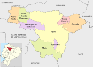 Mapa pol&iacute;tico de la provincia de Pichincha