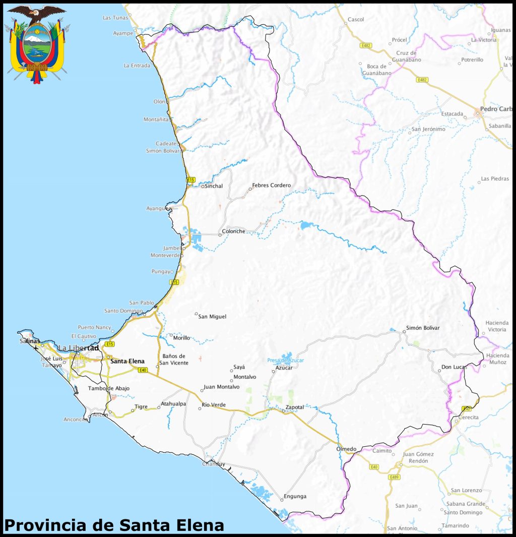 Mapa de la provincia de Santa Elena.
