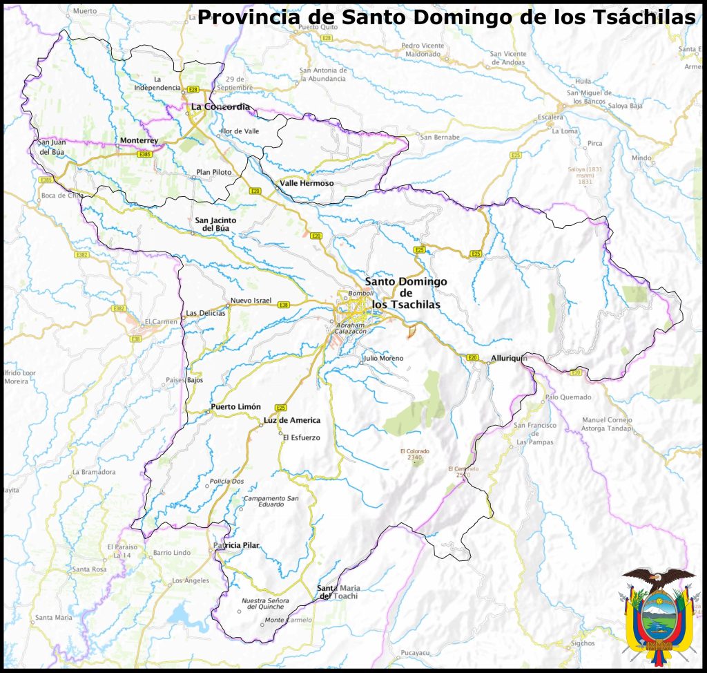 Mapa de la provincia de Santo Domingo de los Ts&aacute;chilas.