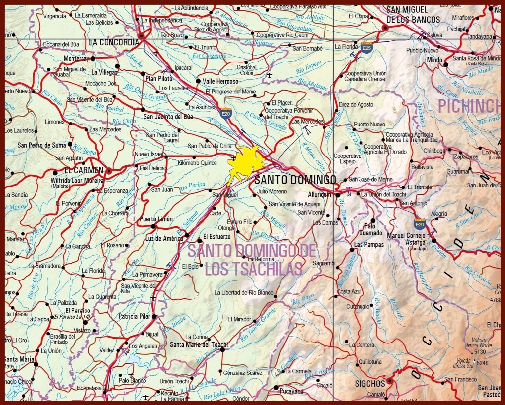 Mapa f&iacute;sico de la provincia de Santo Domingo de los Ts&aacute;chilas.