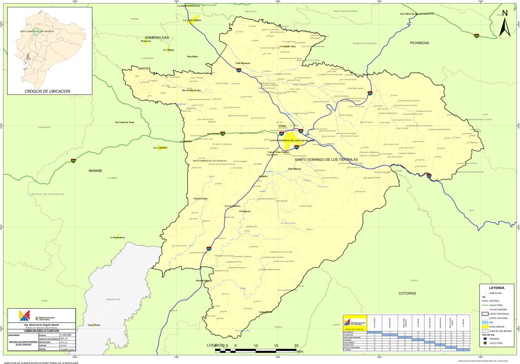 Mapa de carreteras de la provincia de Santo Domingo de los Ts&aacute;chilas.