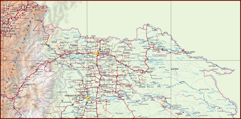 Mapa f&iacute;sico de la provincia de Sucumb&iacute;os.