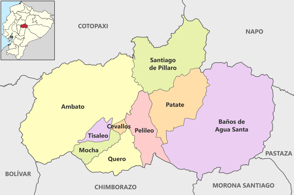 Mapa pol&iacute;tico de la provincia de Tungurahua.