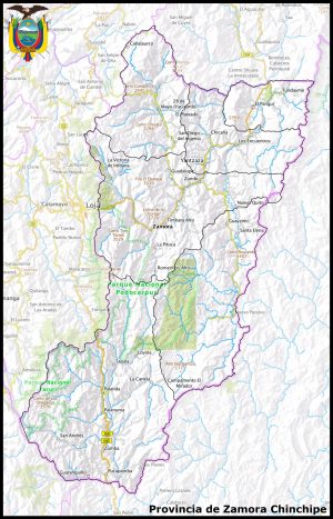 Mapa de la provincia de Zamora Chinchipe