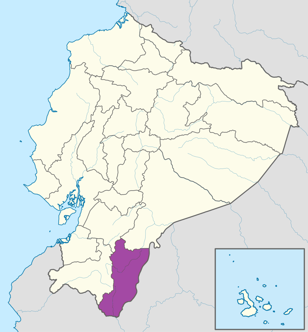 Mapa de ubicaci&oacute;n de la provincia de Zamora Chinchipe en Ecuador.