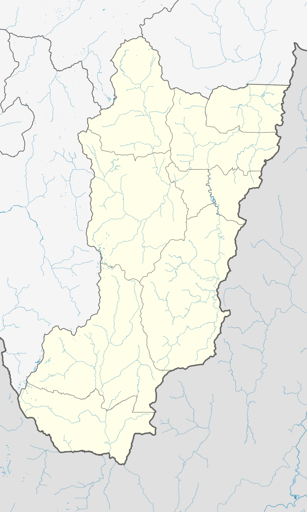 Mapa mudo de la provincia de Zamora Chinchipe.