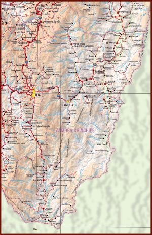 Mapa f&iacute;sico de la provincia de Zamora Chinchipe