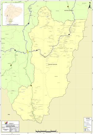 Mapa de carreteras de la provincia de Zamora Chinchipe