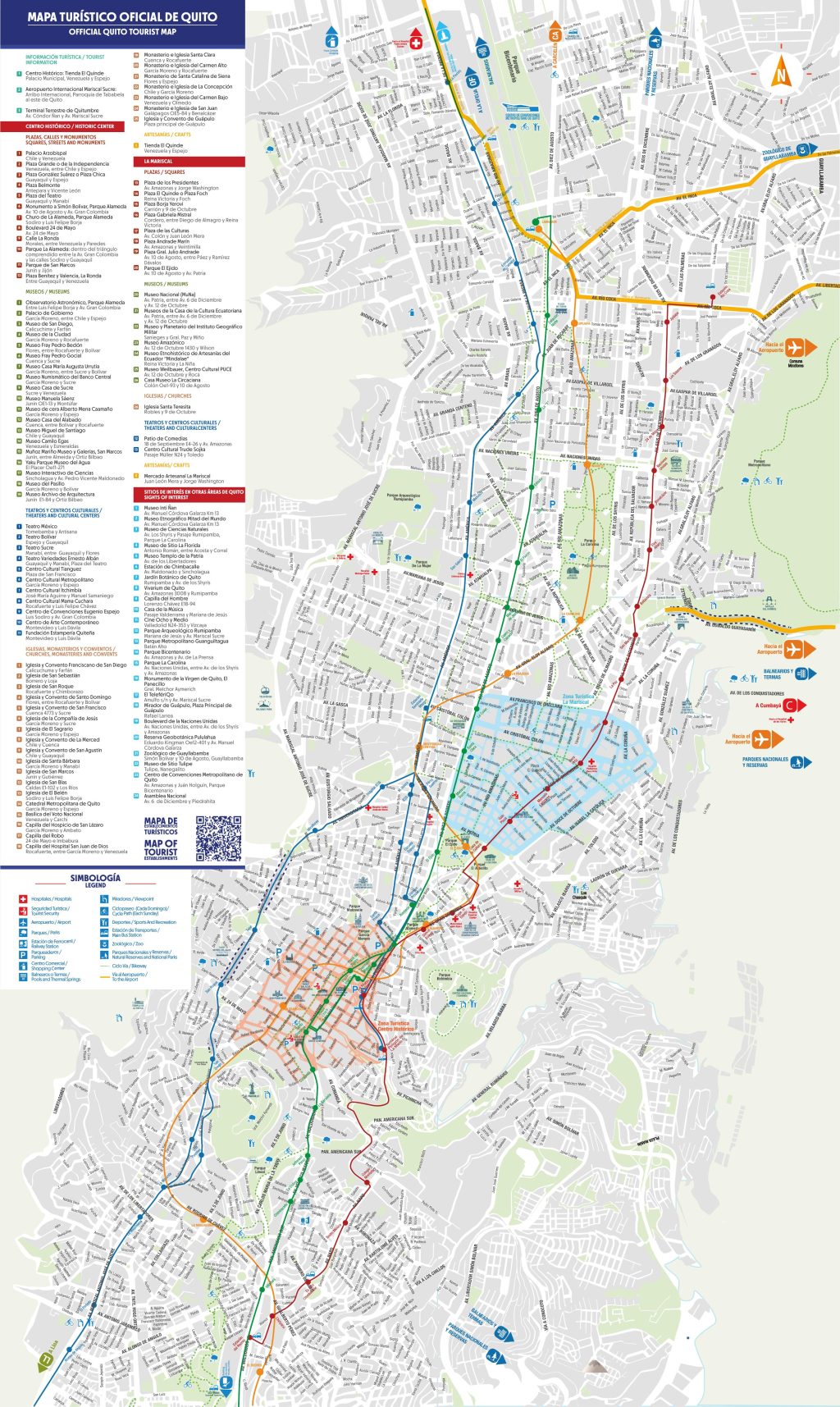 Mapa tur&iacute;stico de la ciudad de Quito.