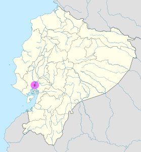 Mapa de ubicaci&oacute;n de la ciudad de Guayaquil en Ecuador.