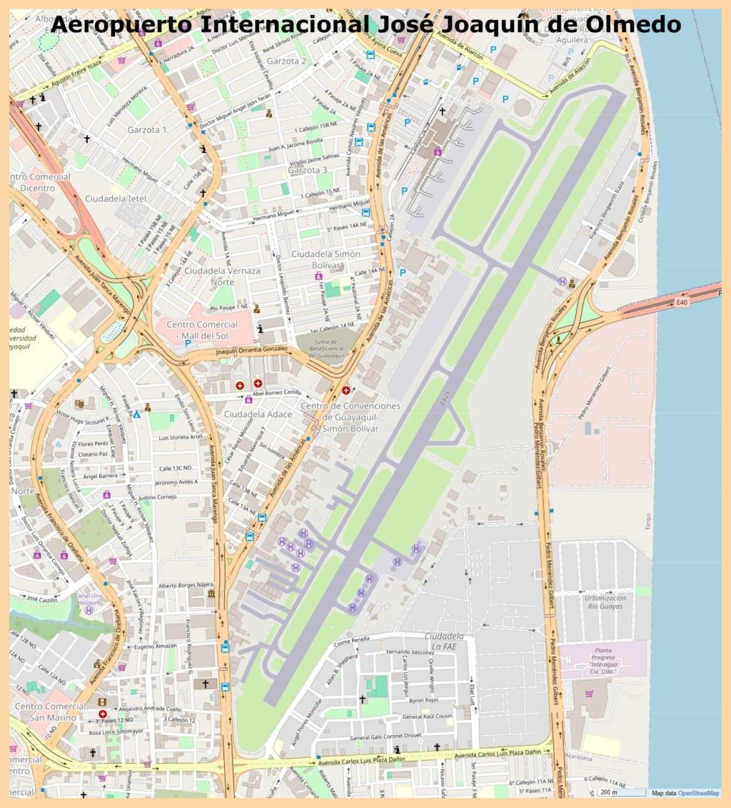 Plano del Aeropuerto Internacional Jos&eacute; Joaqu&iacute;n de Olmedo.