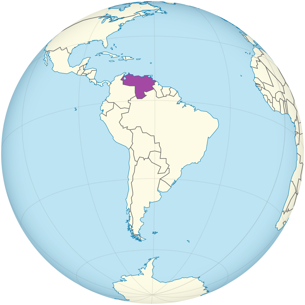 Mapa de ubicaci&oacute;n de Venezuela.