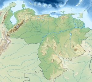 Mapa f&iacute;sico en blanco de Venezuela.