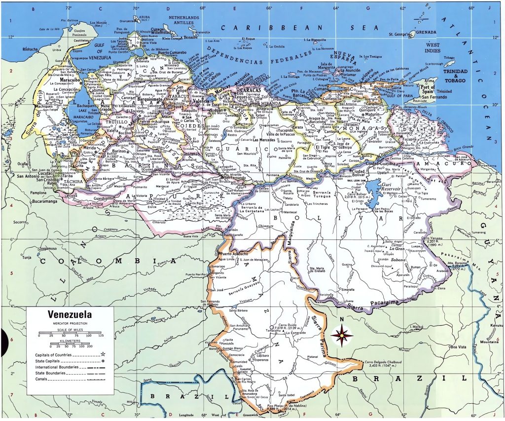 Mapa de las principales ciudades de Venezuela.