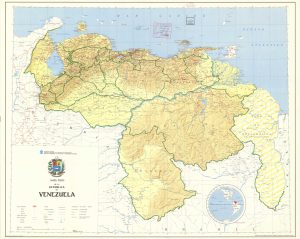 Mapa f&iacute;sico de la Rep&uacute;blica de Venezuela.