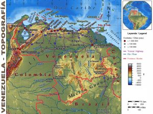 Mapa topogr&aacute;fico de Venezuela.