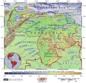 Mapa topogr&aacute;fico de la Rep&uacute;blica Bolivariana de Venezuela.
